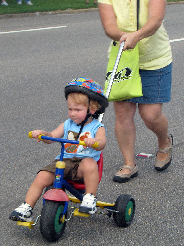 Josiah did well, too, with a little help from Kristine. He was actually pedaling! Usually we have a hard time just getting him to keep his feet on the pedals while Kristine pushes.