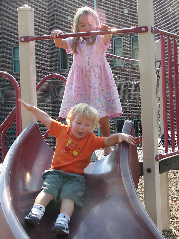 Josiah and Analise had fun too on the playground right next to the course and the free bounce-house before the race!