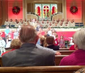 Analise and the children's choir at Lakeside Baptist Church