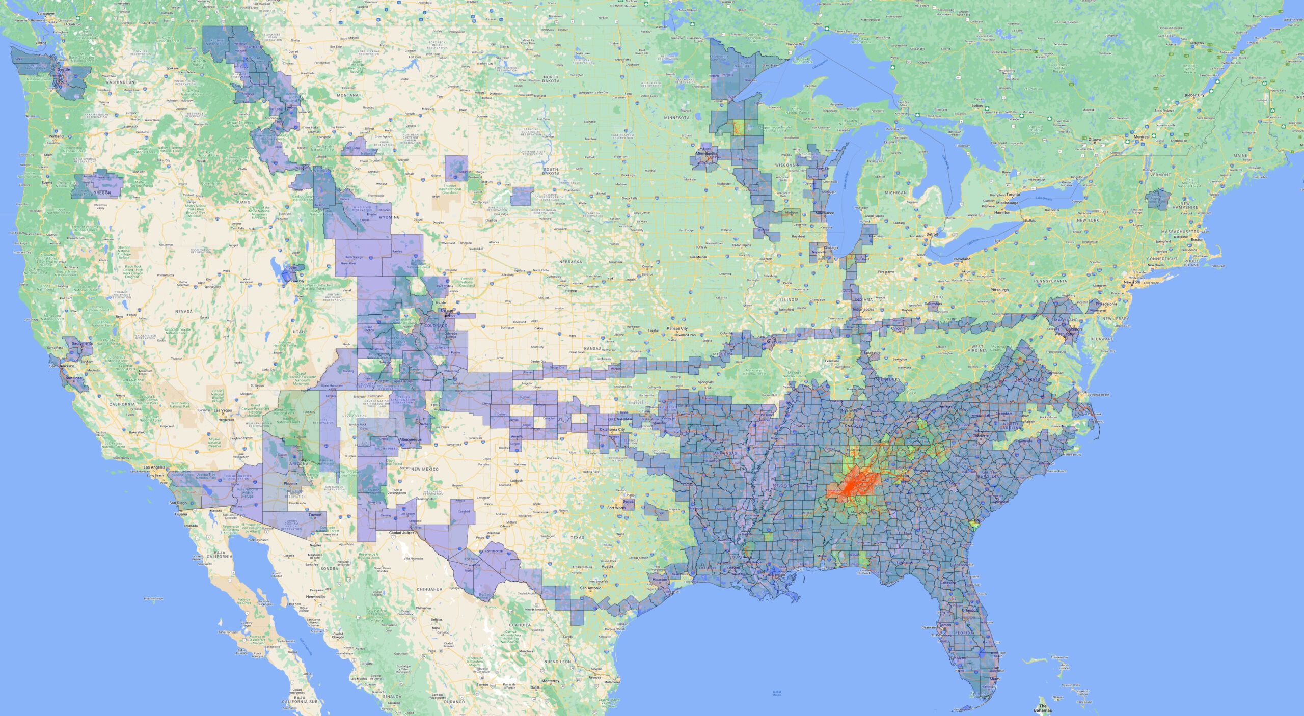 All the counties and states I've ridden in current as of January 7th, 2025